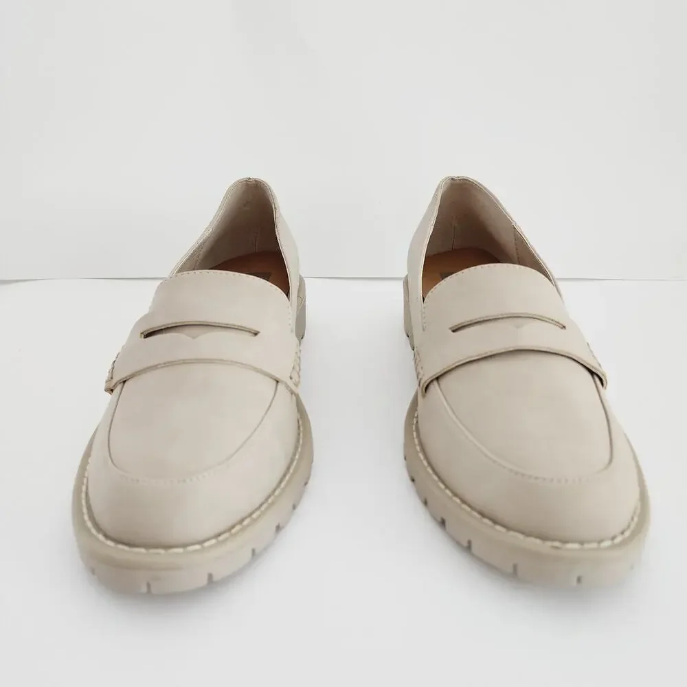 Dolce Vita Cream Beige Faux Leather Platform Lug Sole Loafer Size 9.5